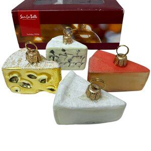 SUR LA TABLE Cheese Christmas Ornaments Set of Four Polish Glass Mini Holiday